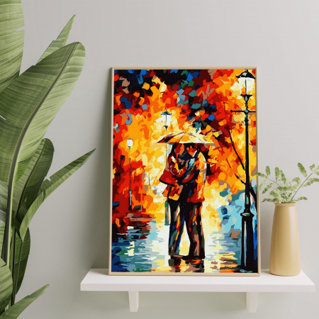 Set pictura pe numere, cu sasiu, Cuplu in parc, 40x50 cm [2]