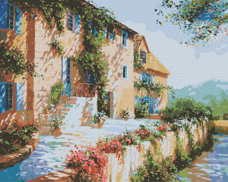 Set pictura pe numere, cu sasiu, Partea insorita a strazii - Ira Volkova , 40x50 cm [0]