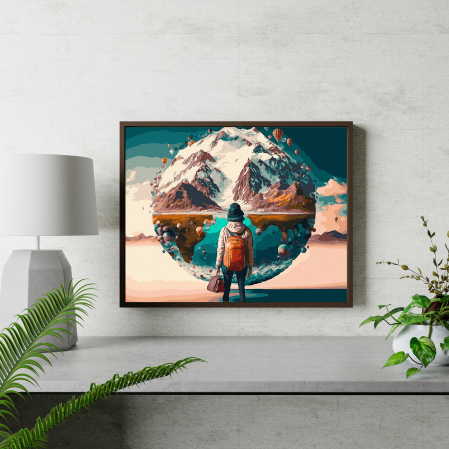 Set pictura pe numere, cu sasiu, Calator prin lume, 40x50 cm [3]