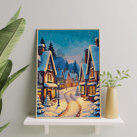 Set pictura pe numere, cu sasiu, Strada de Craciun, 40x50 cm [3]
