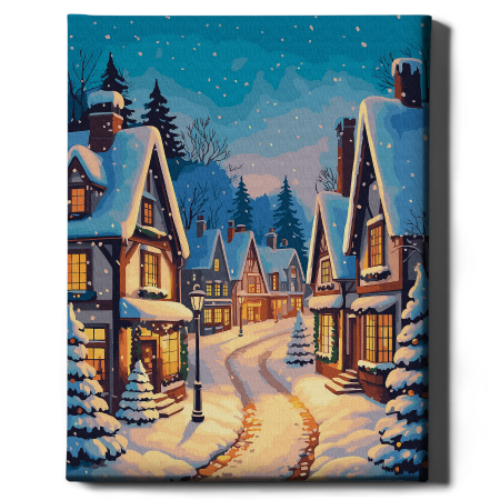 Set pictura pe numere, cu sasiu, Strada de Craciun, 40x50 cm [1]