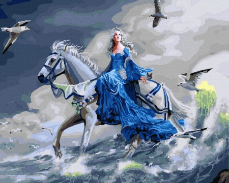 Set pictura pe numere, cu sasiu, Regina marilor, 40x50 cm