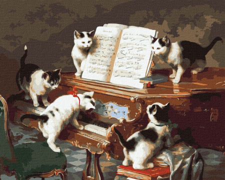 Set pictura pe numere, cu sasiu, Pauza muzicala - Carl Reichert, 40x50 cm [0]