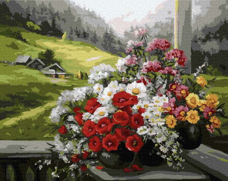 Picturi pe numere - Set pictura pe numere, cu sasiu, Peisaj alpin, 40x50 cm