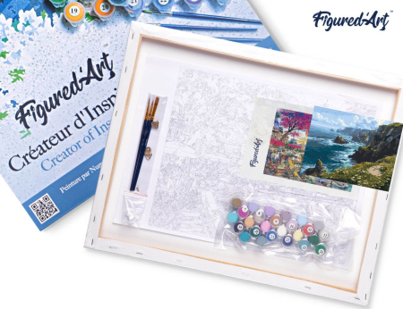 Set pictura pe numere, cu sasiu, Camp inflorit la marginea falezei, 40x50 cm [5]