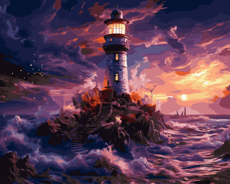 Set pictura pe numere, cu sasiu, Gardianul marii, 40x50 cm