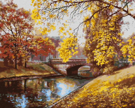 Set pictura pe numere, cu sasiu, Peisaj de toamna - Sergey Lobach, 40x50 cm [0]