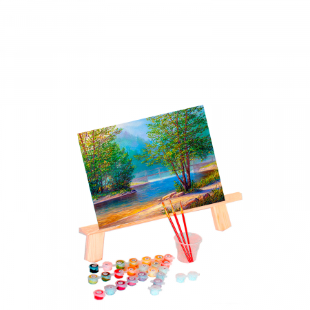Pictura pe numere, cu sasiu, Peisaj langa Lac [1]