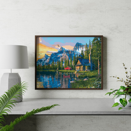 Set pictura pe numere, cu sasiu, Casuta pescarului, 40x50 cm [2]