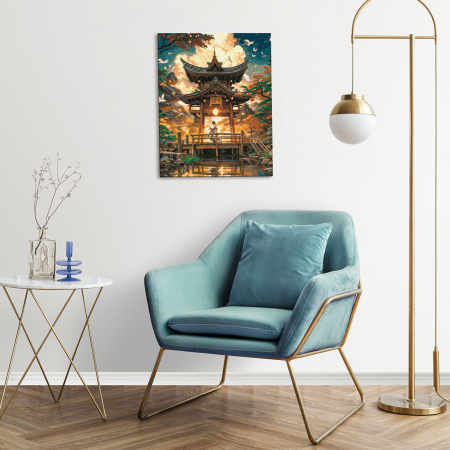 Set pictura pe numere, cu sasiu, Templu in munti, 40x50 cm [4]