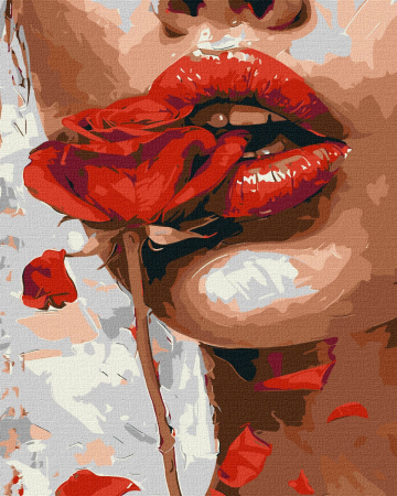 Set pictura pe numere, cu sasiu, Fata si trandafirul, 40x50 cm [0]