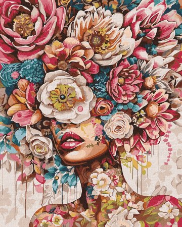 Set pictura pe numere, cu sasiu, Dispozitie florala, 40x50 cm