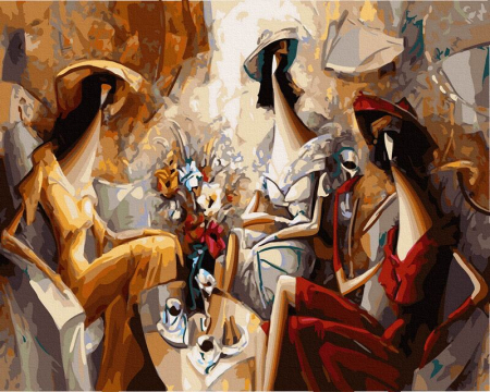 Picturi pe numere - Set pictura pe numere, cu sasiu, Petrecerea fetelor, 40x50 cm