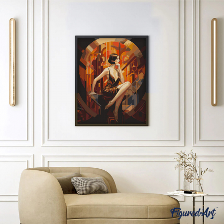 Set pictura pe numere, cu sasiu, Femeie sezand - Art Déco, 40x50 cm [2]