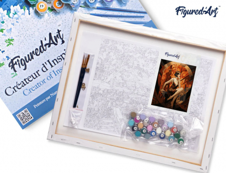 Set pictura pe numere, cu sasiu, Femeie sezand - Art Déco, 40x50 cm [3]