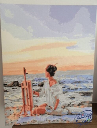 Set pictura pe numere, cu sasiu, Pictand apusul, 40x50 cm [1]