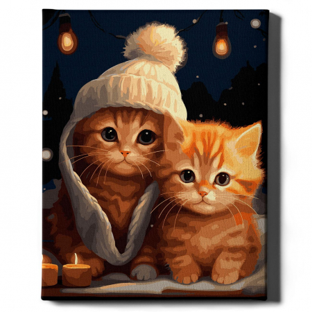Set pictura pe numere, cu sasiu, Pisici roscate, 40x50 cm [1]