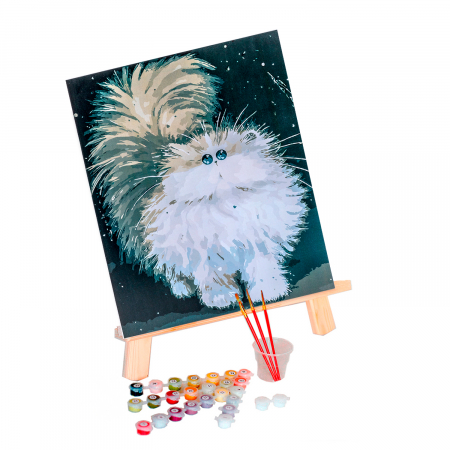 Pictura pe Numere, cu sasiu, Pisica Pufoasa, 30x40 cm [1]