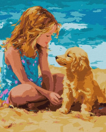 Dimensiune clasica 40x50cm - Set pictura pe numere, cu sasiu, Prieten din copilarie, 40x50 cm