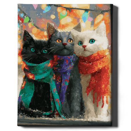 Set pictura pe numere, cu sasiu, Trio blanos iarna, 40x50 cm [1]