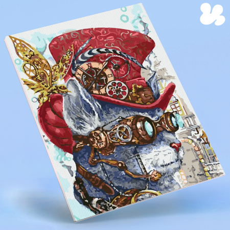 Set pictura pe numere, cu sasiu, Pisica supra-realista, 40x50 cm [1]