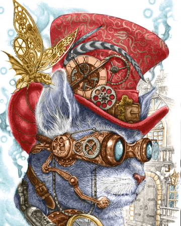 Set pictura pe numere, cu sasiu, Pisica supra-realista, 40x50 cm [0]