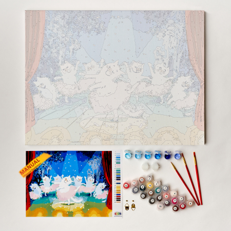 Set pictura pe numere, cu sasiu, Pisici - balerine [2]