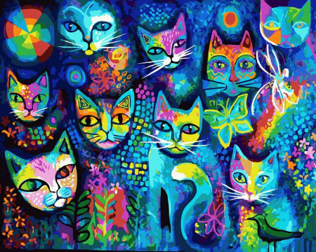 Set pictura pe numere, cu sasiu, Pisici de gasca, 40x50 cm [0]