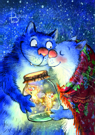 Set pictura pe numere, cu sasiu, Pisici - Dragoste cu Licurici 30x40 cm [0]