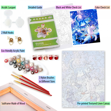 Set pictura pe numere, cu sasiu, Pisici - in univers 30x40 cm [5]