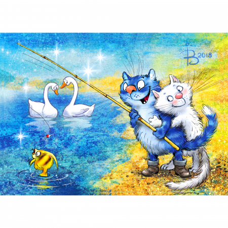 Set pictura pe numere, cu sasiu, Pisici - la pescuit 30x40 cm [0]