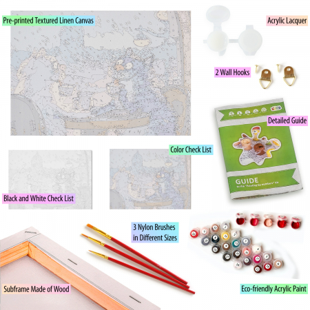 Set pictura pe numere, cu sasiu, Pisici - Rendezvous 30x40 cm [3]