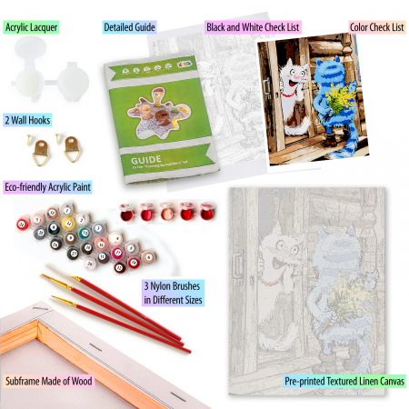 Set pictura pe numere, cu sasiu, Pisici - Surpriza [3]