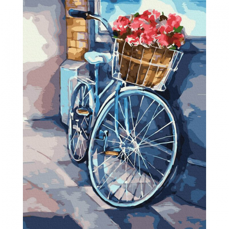 Set pictura pe numere, cu sasiu, Plimbare cu bicicleta, 40x50 cm [0]