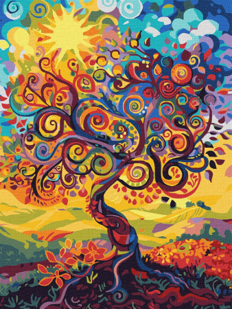 Set pictura pe numere, cu sasiu, Copacul vietii, 30x40 cm