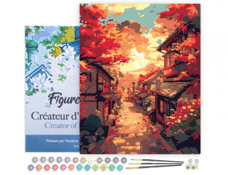 Set pictura pe numere, cu sasiu, Strada toamna in Kyoto, 40x50 cm [2]