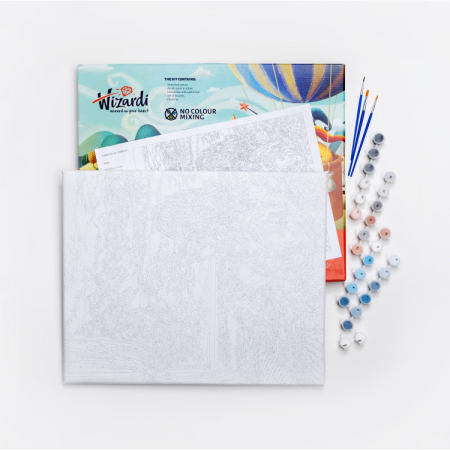 Set pictura pe numere, cu sasiu, Floarea soarelui, 40x50 cm [1]
