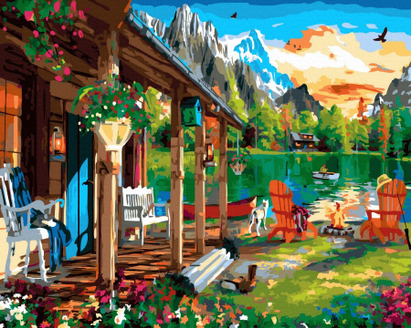 Picturi pe numere - Set pictura pe numere, cu sasiu, Departe de oras, 40x50 cm