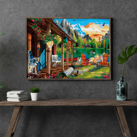 Set pictura pe numere, cu sasiu, Departe de oras, 40x50 cm [2]