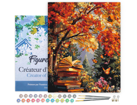 Set pictura pe numere, cu sasiu, Lectura de toamna cu fluturi, 40x50 cm [1]