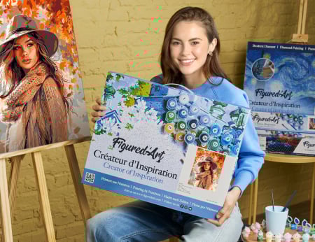 Set pictura pe numere, cu sasiu, Femeie in adierea toamnei, 40x50 cm [3]