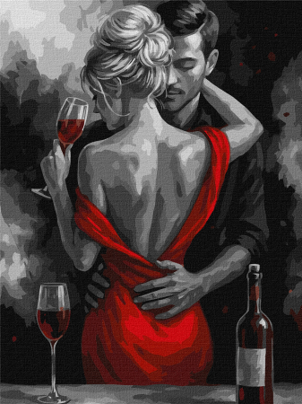 Dimensiuni medii si mici - Set pictura pe numere, cu sasiu, Pasiune rosie, 30x40 cm