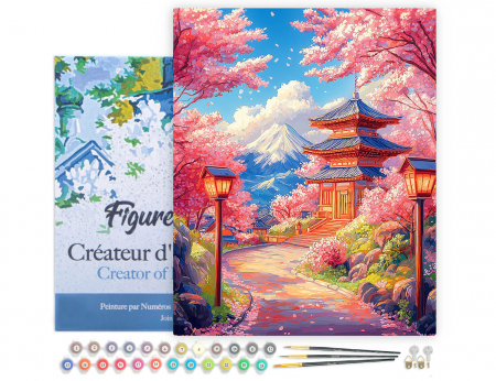 Set pictura pe numere, cu sasiu, Drum de sakura spre pagoda, 40x50 cm [1]