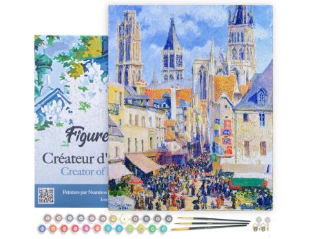 Set pictura pe numere, cu sasiu, Strada Épicerie, din Rouen - Pissarro, 40x50 cm [1]