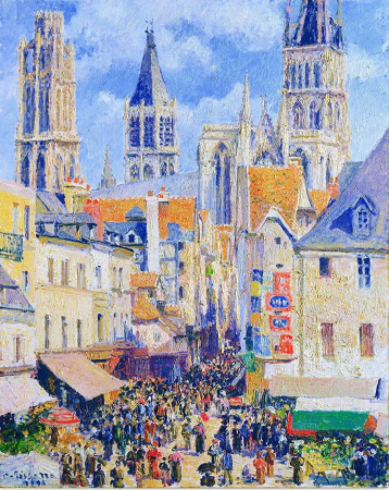 Dimensiune clasica 40x50cm - Set pictura pe numere, cu sasiu, Strada Épicerie, din Rouen - Pissarro, 40x50 cm