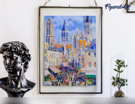 Set pictura pe numere, cu sasiu, Strada Épicerie, din Rouen - Pissarro, 40x50 cm [2]