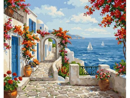 Picturi pe numere 40x50 cm – modele variate pentru toate gusturile - Set pictura pe numere, cu sasiu, Poezia in culori a Greciei, 40x50 cm