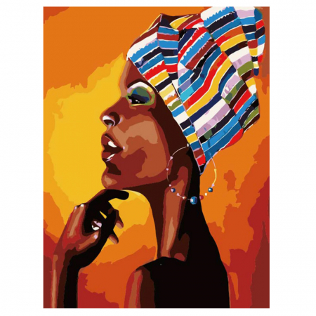 Picturi pe numere - Pictura pe Numere, cu sasiu, Portret African