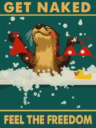 Dimensiuni medii si mici - Set pictura pe numere, cu sasiu, Poster - vidra libera, 30x40 cm