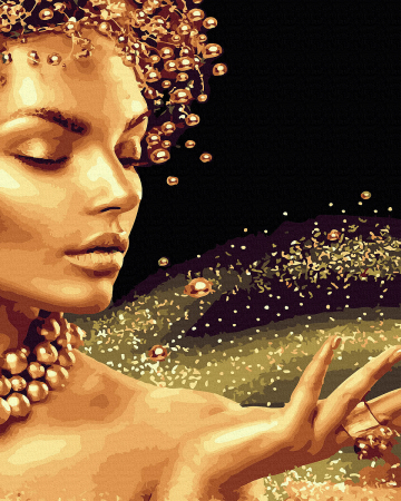 Set pictura pe numere, cu sasiu, Praf de aur - vopsea aurie, 40x50 cm [0]